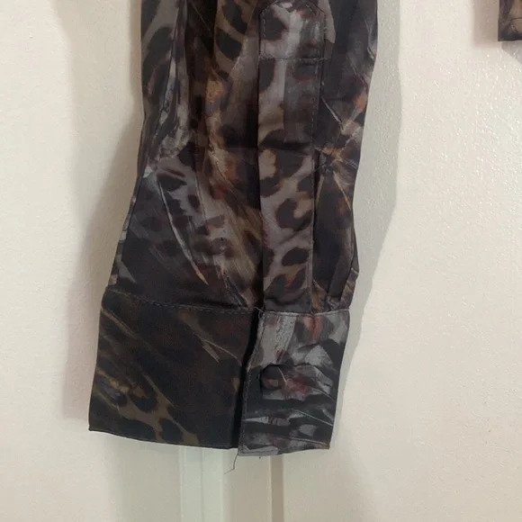 Guess Women's Black Leopard Print Tie-Front Top NWOT - Picture 6 of 7